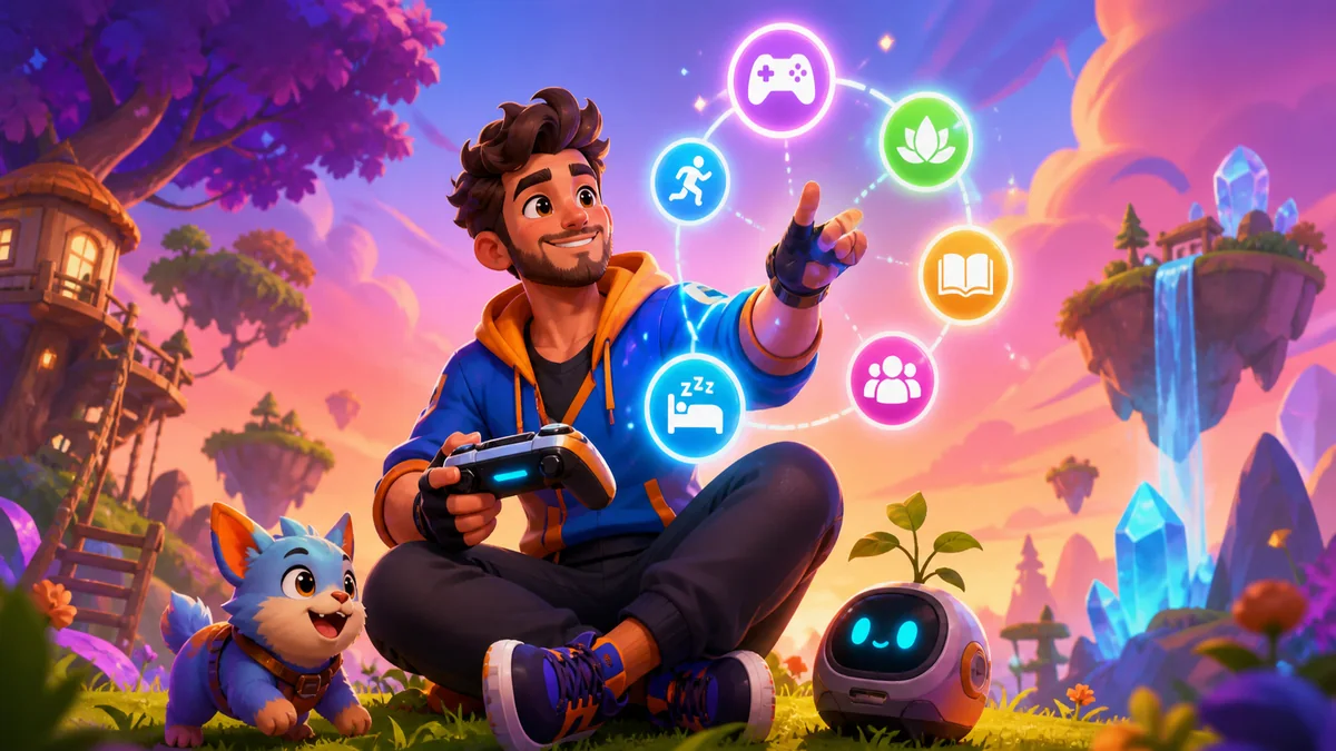 Ilustração sobre criar uma rotina de jogo equilibrada
